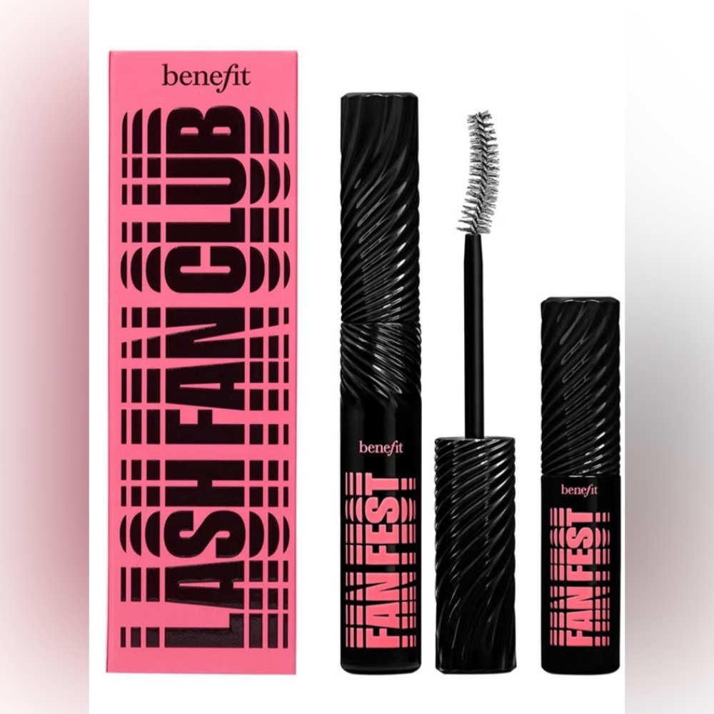 BNIB Benefit Lash Fan Club Fan Fest Full Size and Mini Mascara Set